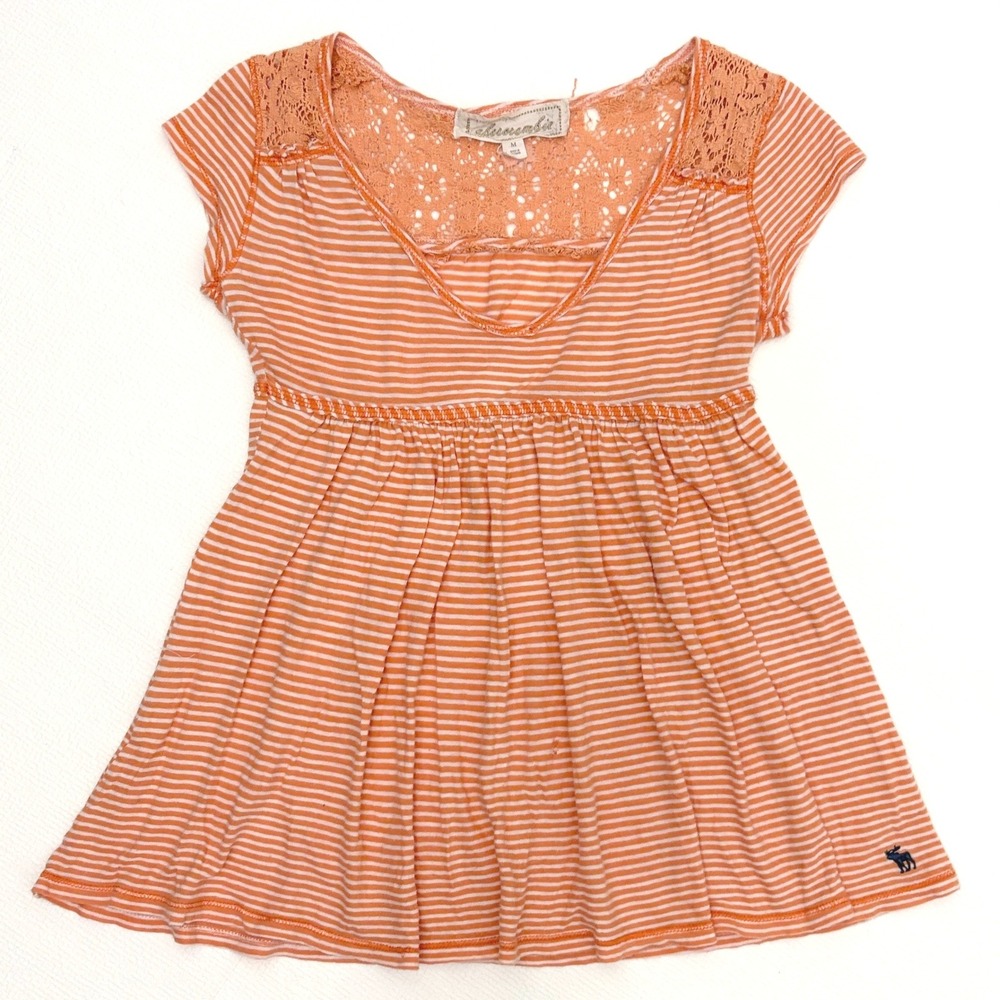 Abercombie & Fitch Women's Vintage Babydoll Top M orange lace Y2k 2000s Fairy